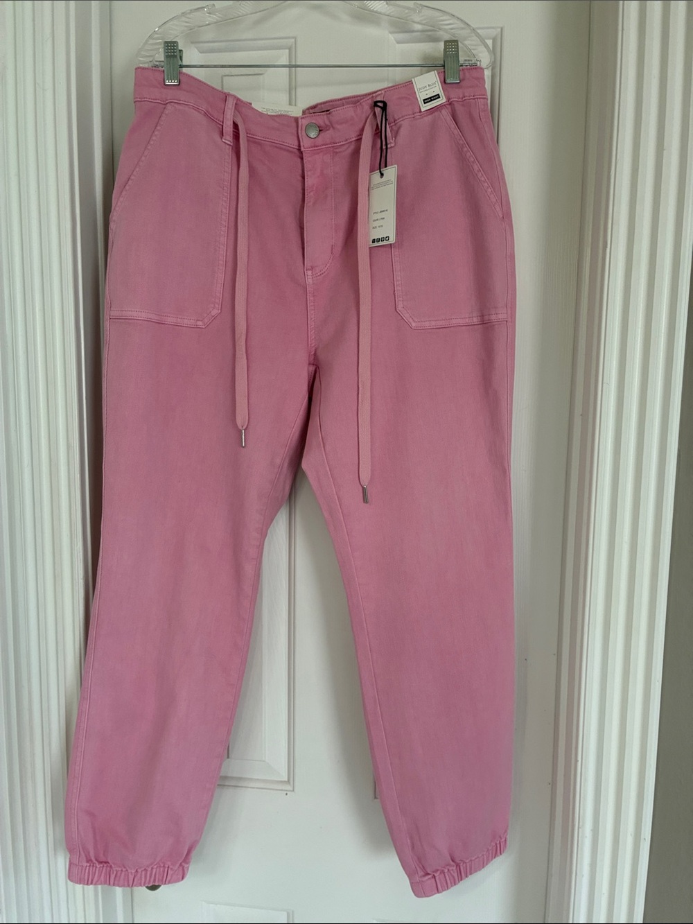 Judy Blue Pink Drawstring Boyfriend Jogger Jeans